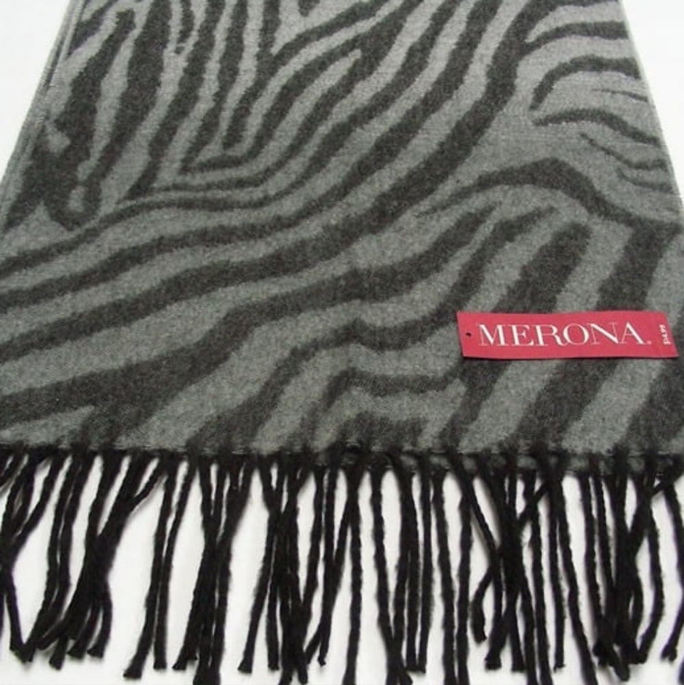 Merona Zebra Print Scarf - Gray and Black